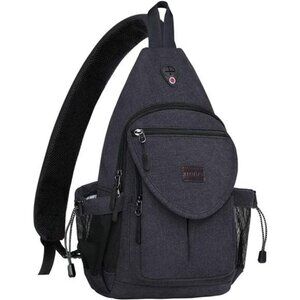 Sling Backpack,Canvas Crossbody Hiking Daypack Bag with Anti-theft Pocket